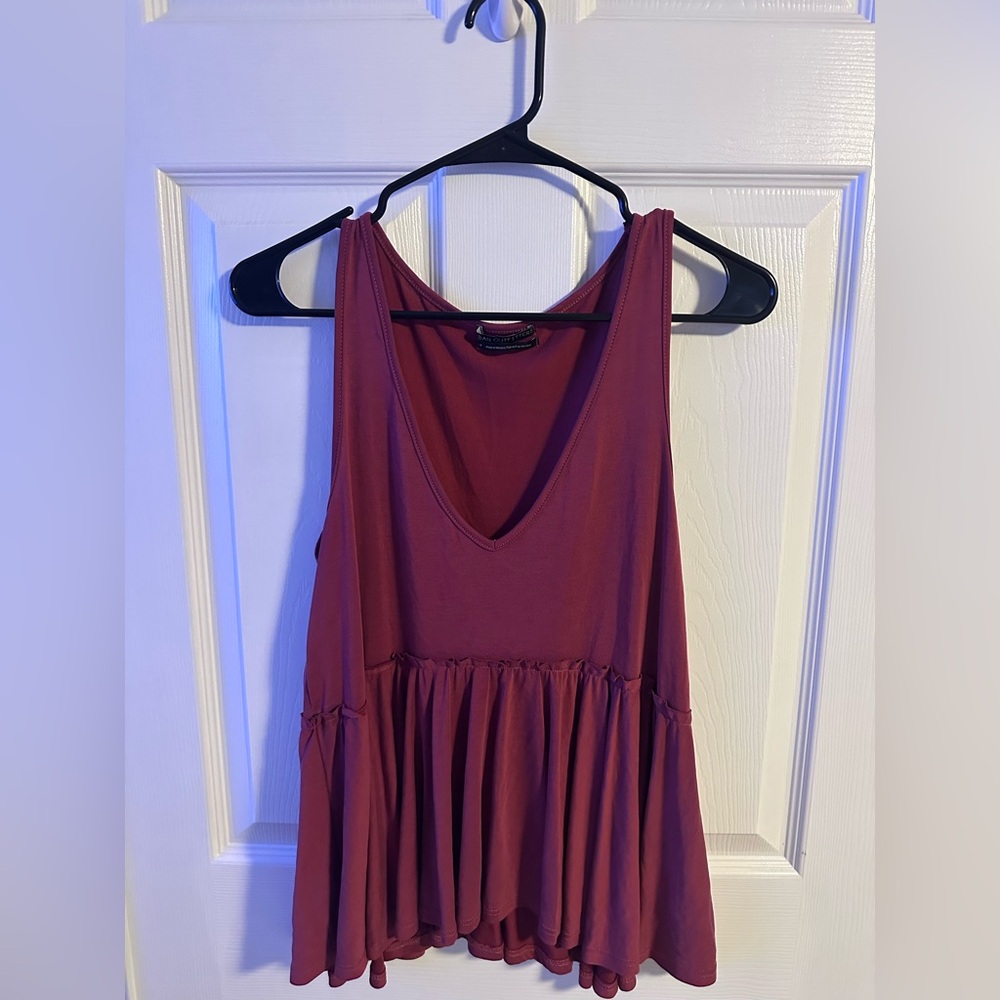 Urban Outfitters Burgundy Peplum Tank Top